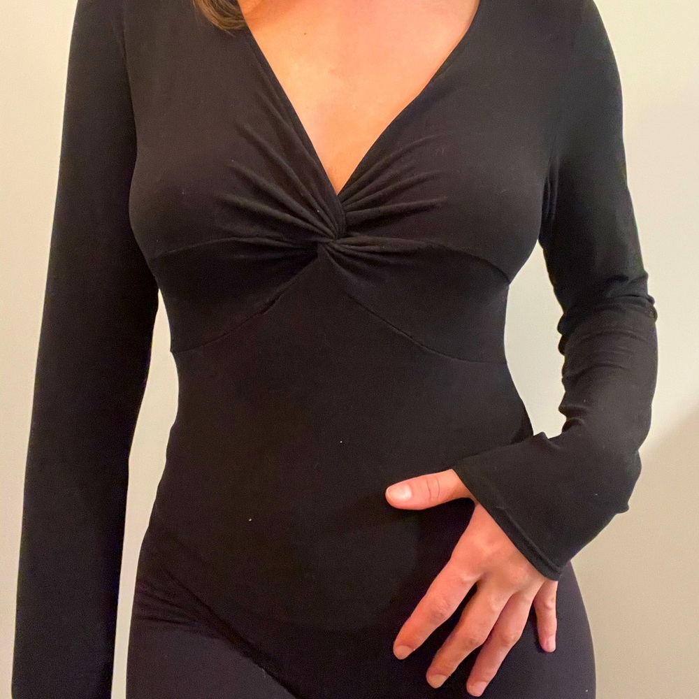 Black V neck bodysuit